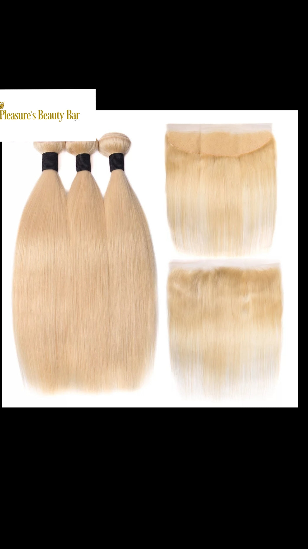 Straight Brazilian Blonde Human Hair Bundle with Lace Frontal